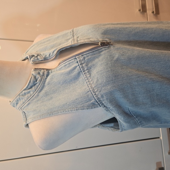 Guess Womens Cotton Halter Distressed Relaxed Denim Mini Dress Blue Size Small - Picture 5 of 12